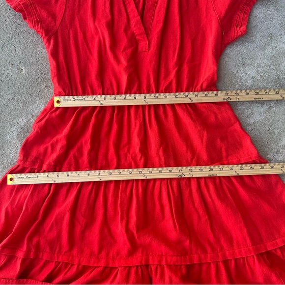 Cynthia Rowley Red Tiered Linen Midi Dress - Picture 6 of 8